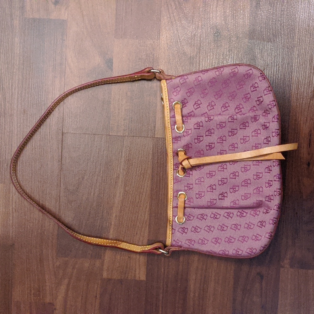 Dooney & Buerke Mauve and Tan Shoulder Bag
